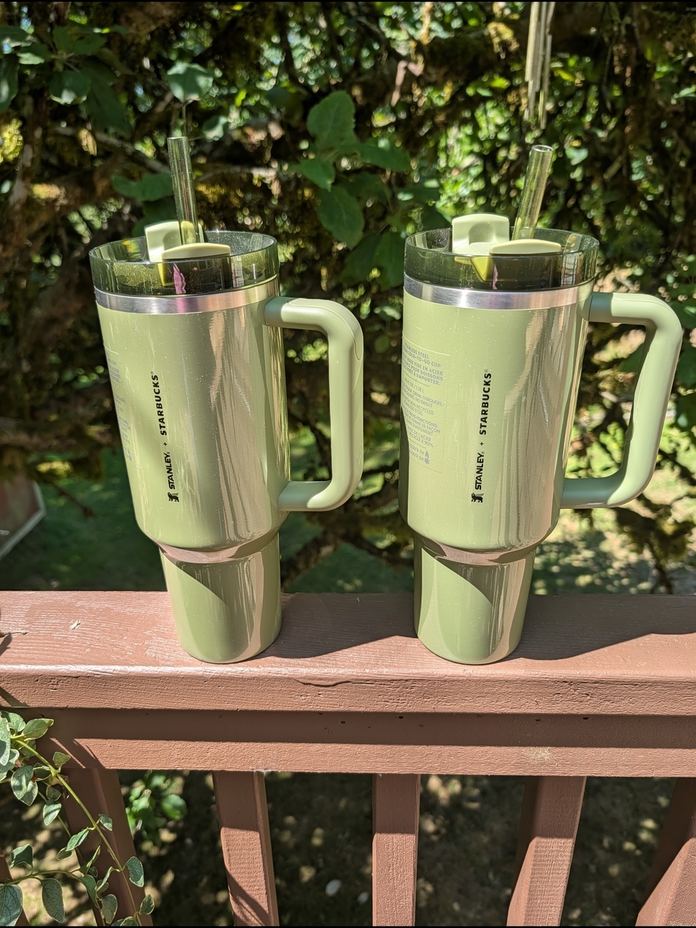 New Starbucks x Stanley Olive Green Pearlescent Tumbler Set Of 2